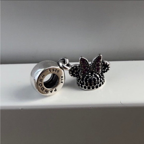 Pandora Disney Parks Sparkling Minnie Mouse Disney Cap Dangle Pendant Charm - Picture 2 of 4